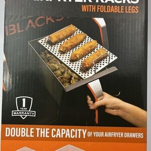 Airfryer Racks with Foldable Legs - Black and Silver